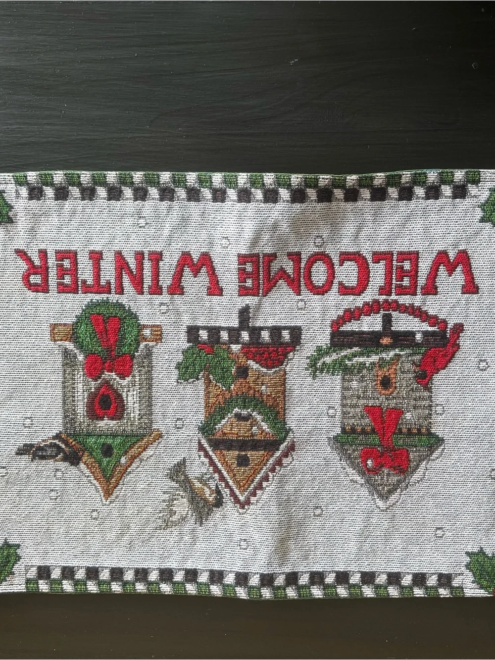 Tapestry Placemats Winter Cardinals Birdhouse Holiday Red 18